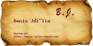 Benis Júlia névjegykártya